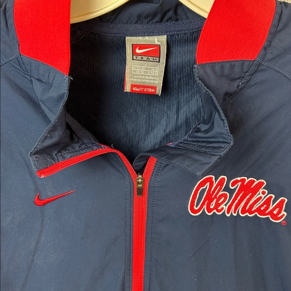 Nike OLE MISS REBELS Windbreaker Anorak Jacket 1/2 Zip Pullover L